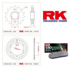 Honda CBR 1000 RR 06-07 RK  Zincir Dişli Seti 486-104