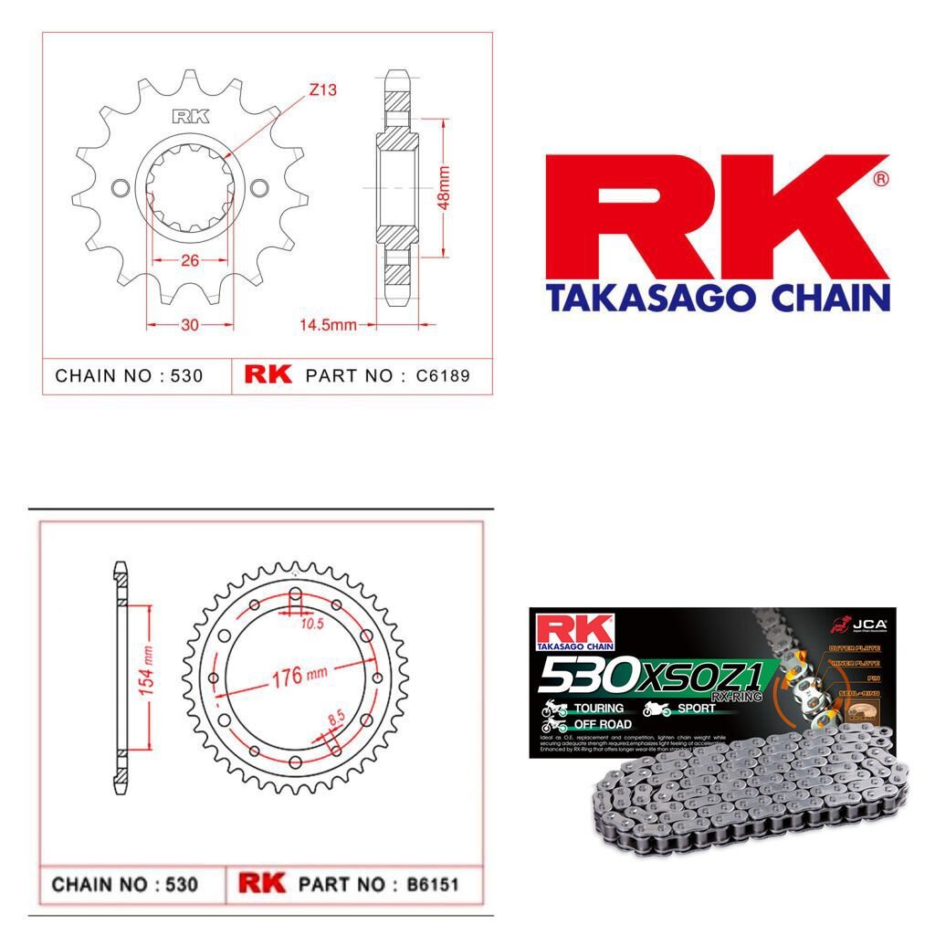 Honda VFR 800X Crossrunner 11-14  RK Zincir Dişli Seti 486-188