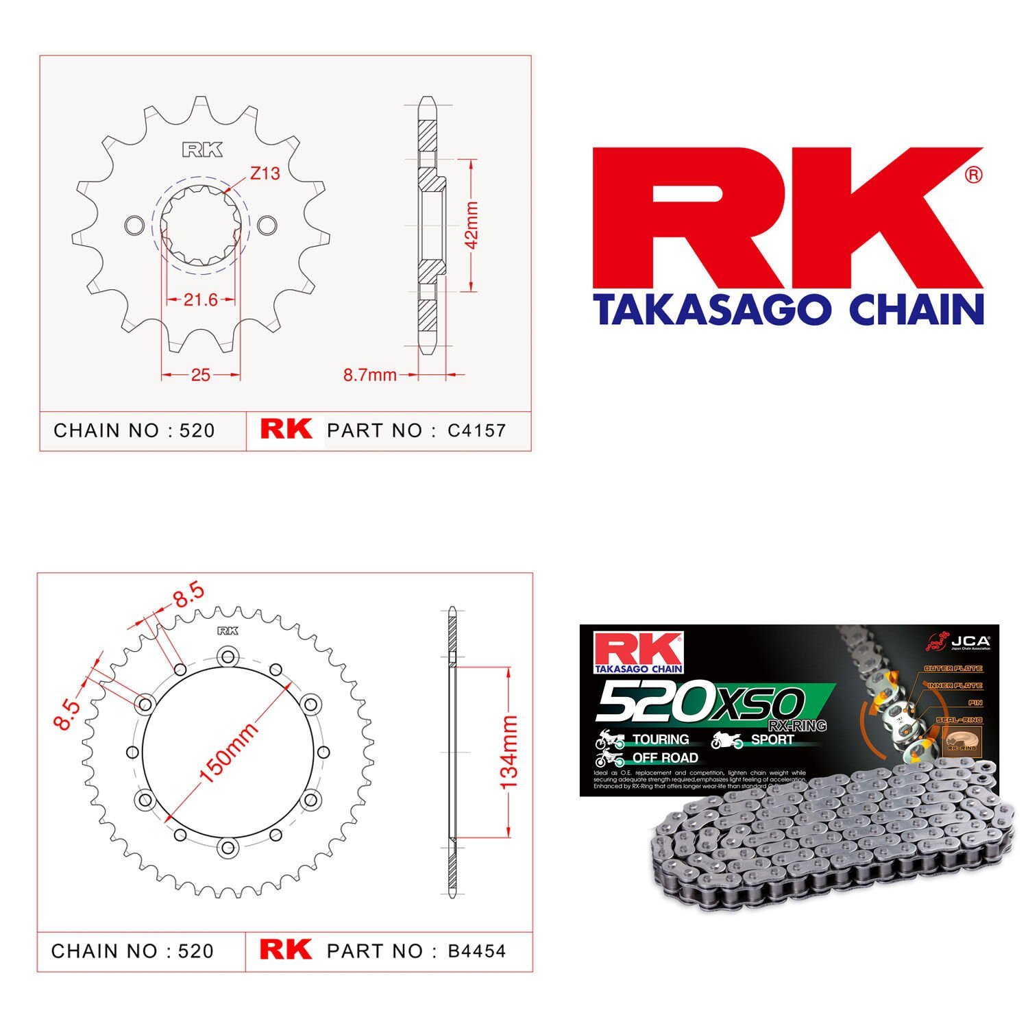 Kawasaki KLX 250 2009-2016 RK Zincir Dişli Setİ 486-250