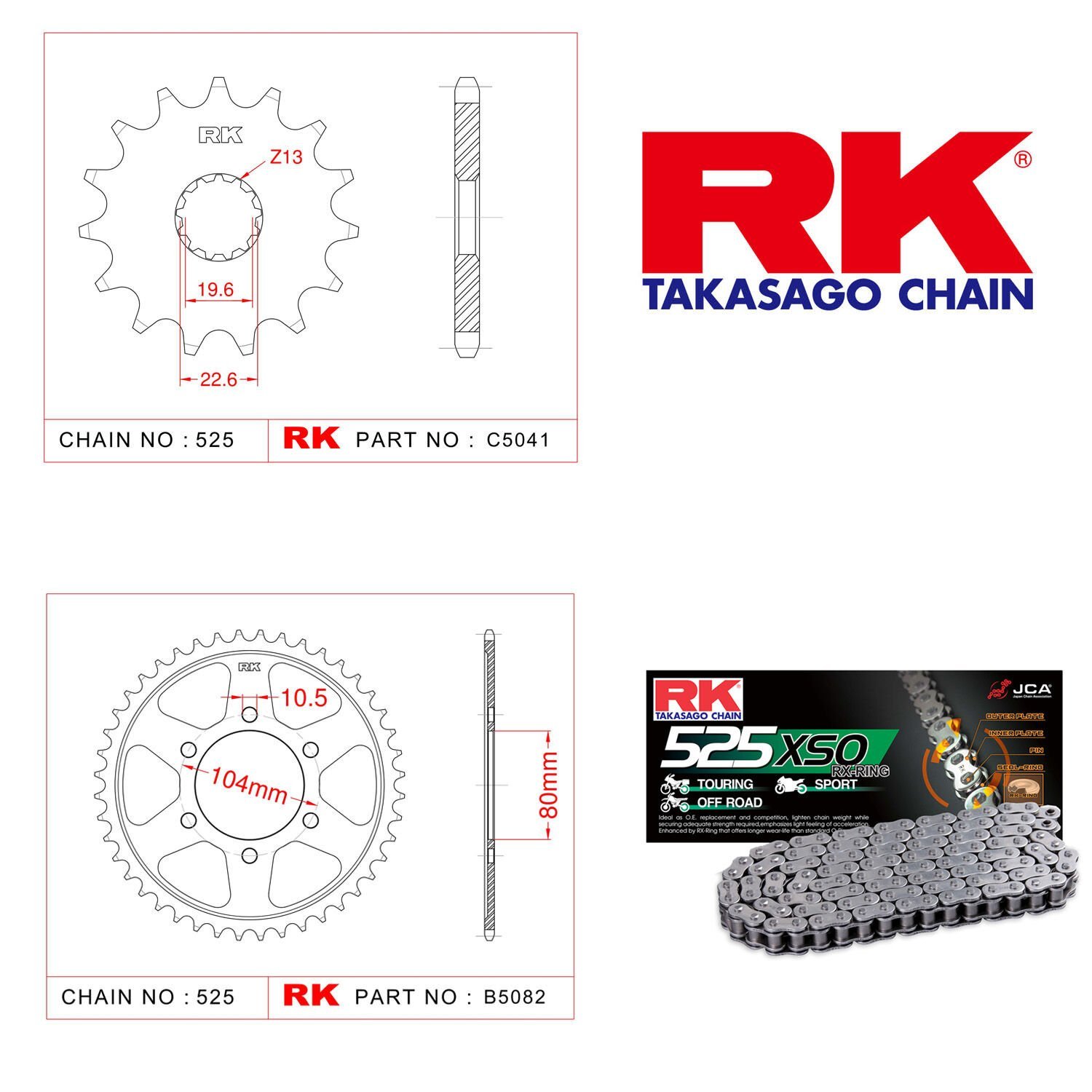 Kawasaki ZX-10 R Ninja  04-05 RK Zincir Dişli Seti 486-135