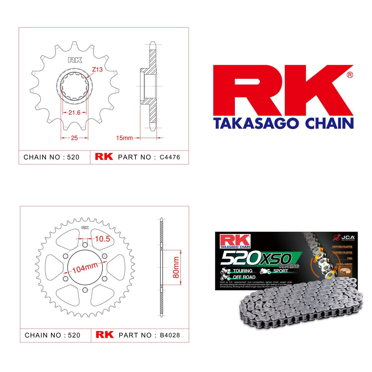 Kawasaki ZX-6 R  ZX-6 R 636 Ninja 03-04 RK Zincir Dişli Setİ 486-161